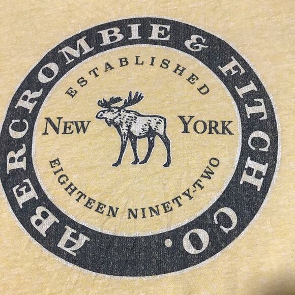 Abercrombie & Fitch womens M yellow New York moose short sleeve tshirt comfy - Picture 5 of 8